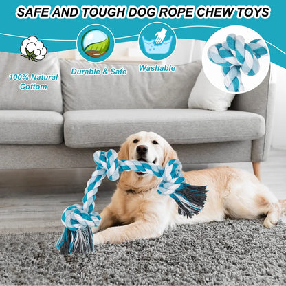 Vivifying 14 Inch Dog Rope Toys, Gift for Pets Dog Chew Toys Durable Braided Cotton Pet Chew Rope Toys 3 Knot Tough Rope Chew Toys for Small Dog Cat Puppy Teeth Cleaning Pink