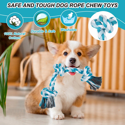 Vivifying 14 Inch Dog Rope Toys, Gift for Pets Dog Chew Toys Durable Braided Cotton Pet Chew Rope Toys 3 Knot Tough Rope Chew Toys for Small Dog Cat Puppy Teeth Cleaning Pink