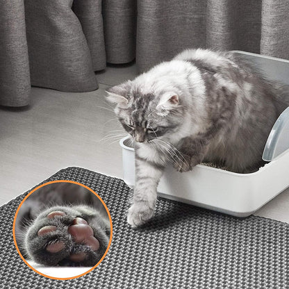 Cat Litter Mat Kitty Litter Mat for Litter Box, 24 X 15 Inch Honeycomb Easy to Clean, Soft on Paws, Non-Slip, Waterproof Cat Mat (Gray)