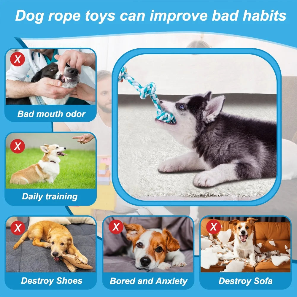 Vivifying 14 Inch Dog Rope Toys, Gift for Pets Dog Chew Toys Durable Braided Cotton Pet Chew Rope Toys 3 Knot Tough Rope Chew Toys for Small Dog Cat Puppy Teeth Cleaning Pink